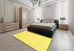 Contemporary Yellow Modern Rug in a Bedroom, con135