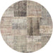 Sideview of Contemporary Khaki Green Patchwork Rug, con1360