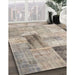 Contemporary Khaki Green Patchwork Rug in Family Room, con1360