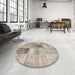 Round Machine Washable Contemporary Khaki Green Rug in a Office, wshcon1360