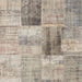 Square Contemporary Khaki Green Patchwork Rug, con1360