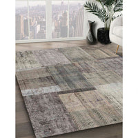 Contemporary Sandstone Brown Patchwork Rug, con1361