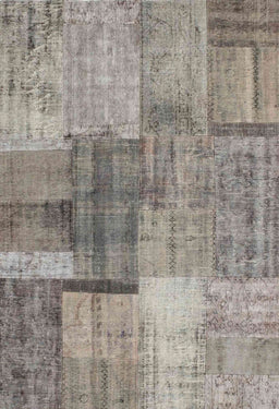 Contemporary Sandstone Brown Patchwork Rug, con1361