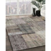 Contemporary Sandstone Brown Patchwork Rug in Family Room, con1361