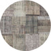 Sideview of Contemporary Sandstone Brown Patchwork Rug, con1361