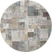 Sideview of Contemporary Sage Green Patchwork Rug, con1362