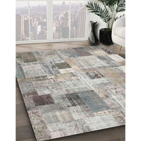 Contemporary Sage Green Patchwork Rug, con1362