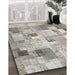 Contemporary Sage Green Patchwork Rug in Family Room, con1362