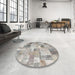 Round Machine Washable Contemporary Sage Green Rug in a Office, wshcon1362