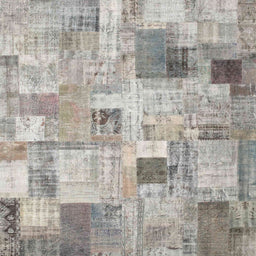 Square Contemporary Sage Green Patchwork Rug, con1362