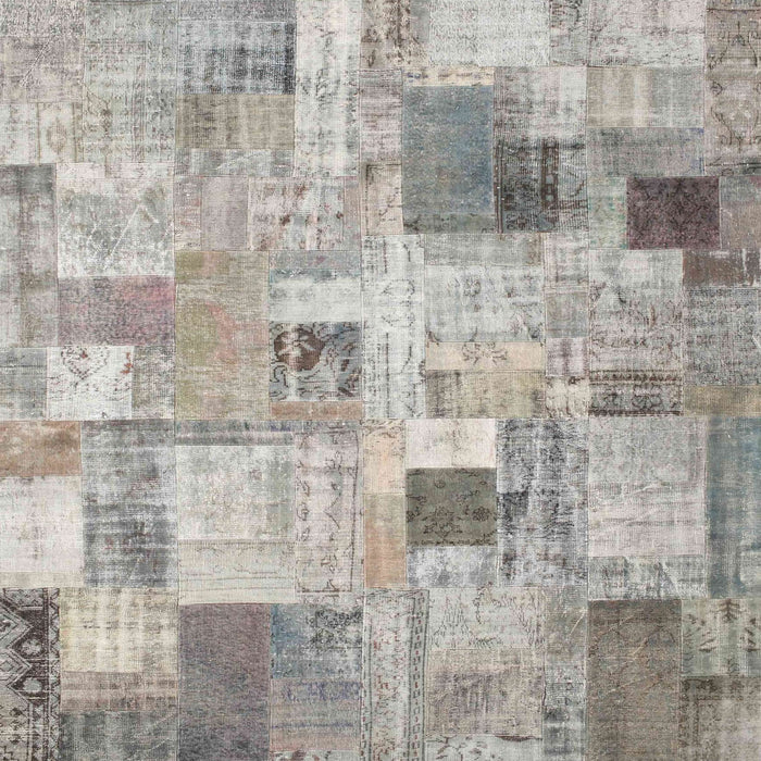 Square Contemporary Sage Green Patchwork Rug, con1362