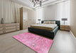 Contemporary Neon Hot Pink Persian Rug in a Bedroom, con1364