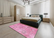 Machine Washable Contemporary Neon Hot Pink Rug in a Bedroom, wshcon1364