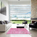 Square Machine Washable Contemporary Neon Hot Pink Rug in a Living Room, wshcon1364