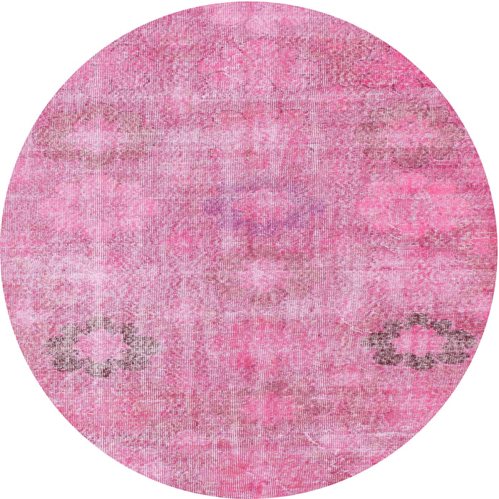 Square Machine Washable Contemporary Neon Hot Pink Rug, wshcon1364