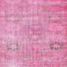 Square Contemporary Neon Hot Pink Persian Rug, con1364