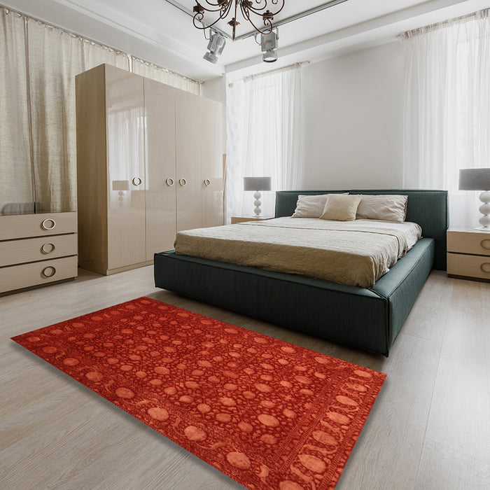 Machine Washable Contemporary Neon Red Rug in a Bedroom, wshcon1365