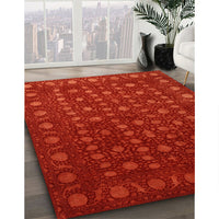 Contemporary Neon Red Modern Rug, con1365