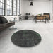 Round Machine Washable Contemporary Gray Rug in a Office, wshcon1366