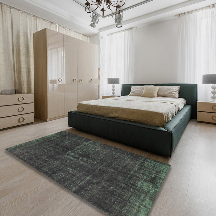 Contemporary Gray Persian Rug in a Bedroom, con1366