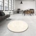 Round Machine Washable Contemporary Blonde Beige Rug in a Office, wshcon1368