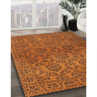 Contemporary Mahogany Brown Modern Rug, con1369