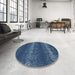 Round Machine Washable Contemporary Blue Rug in a Office, wshcon136