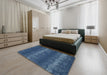 Contemporary Blue Persian Rug in a Bedroom, con136