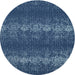 Square Machine Washable Contemporary Blue Rug, wshcon136