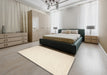 Contemporary Beige Solid Rug in a Bedroom, con1370