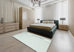 Contemporary Light Rose Green Modern Rug in a Bedroom, con1373