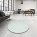 Round Contemporary Light Rose Green Modern Rug in a Office, con1373