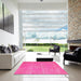 Square Machine Washable Contemporary Deep Pink Rug in a Living Room, wshcon1377