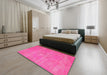 Contemporary Deep Pink Modern Rug in a Bedroom, con1377