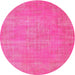 Square Machine Washable Contemporary Deep Pink Rug, wshcon1377