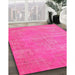 Contemporary Deep Pink Modern Rug in Family Room, con1377