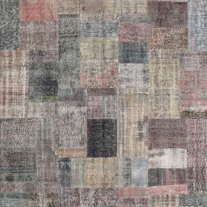 Contemporary Rosy Brown Pink Patchwork Rug, con1378