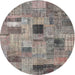 Sideview of Contemporary Rosy Brown Pink Patchwork Rug, con1378