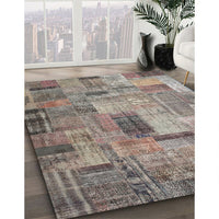 Contemporary Rosy Brown Pink Patchwork Rug, con1379