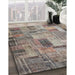 Contemporary Rosy Brown Pink Patchwork Rug in Family Room, con1379