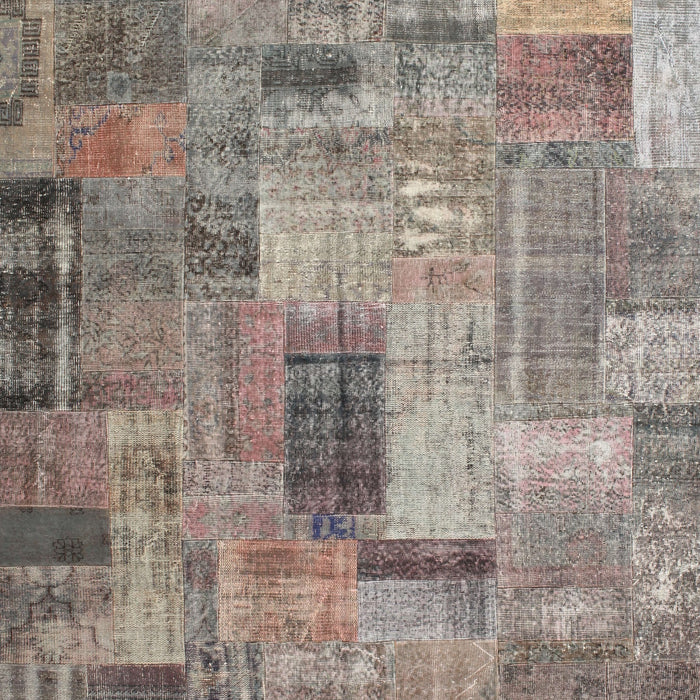 Contemporary Rosy Brown Pink Patchwork Rug, con1379