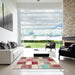 Square Machine Washable Contemporary Cherry Red Rug in a Living Room, wshcon1381