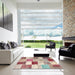 Square Contemporary Cherry Red Patchwork Rug in a Living Room, con1381