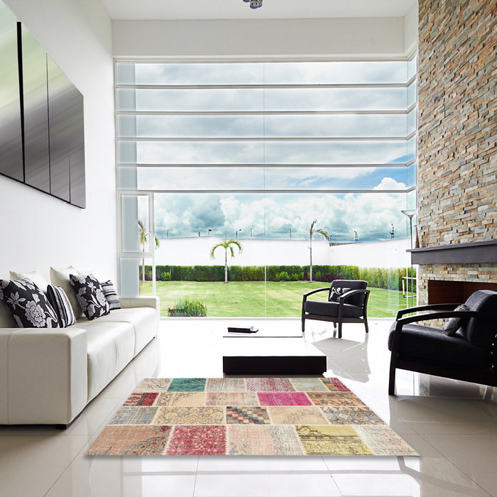 Square Machine Washable Contemporary Orange Salmon Pink Rug in a Living Room, wshcon1382