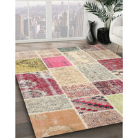 Contemporary Brown Patchwork Rug, con1383