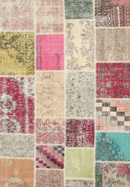 Contemporary Brown Patchwork Rug, con1383