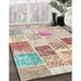 Contemporary Orange Salmon Pink Patchwork Rug in Family Room, con1384