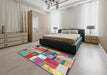 Machine Washable Contemporary Cherry Red Rug in a Bedroom, wshcon1385