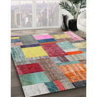 Contemporary Raspberry Purple Patchwork Rug, con1386