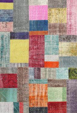 Contemporary Raspberry Purple Patchwork Rug, con1386